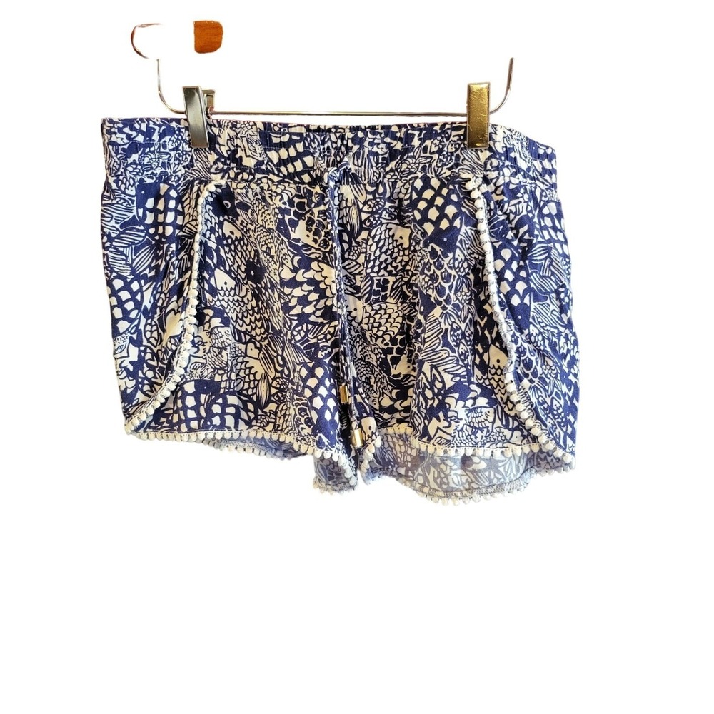 Lilly Pulitizer Target Pull On Shorts M Womens Blue White Stretch Waistband